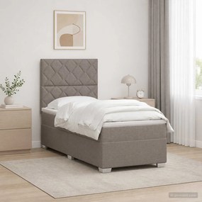 vidaXL Κρεβάτι box spring με στρώμα Taupe 90 x 200 cm Ύφασμα