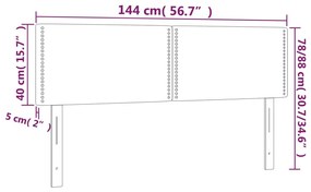 vidaXL Κεφαλάρι Κρεβατιού LED Σκούρο Γκρι 144x5x78/88 εκ. Υφασμάτινο