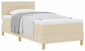 vidaXL Κρεβάτι box spring με στρώμα με στρώμα Κρεμ 80 x 200 cm ύφασμα