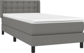 vidaXL Κρεβάτι Boxspring με Στρώμα Σκούρο Γκρι 90x200 εκ. Υφασμάτινο