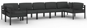 vidaXL Σαλόνι Κήπου 7 Τεμαχίων Ανθρακί Αλουμινίου με Μαξιλάρια