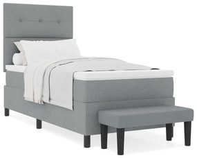 vidaXL Κρεβάτι Με Βάση και Στρώμα Ανοιχτό Γκρι 90x190 εκ. Ύφασμα