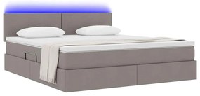 vidaXL Κρεβάτι με αποθηκευτικό χώρο και LED Taupe 180 x 200 cm