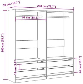 Ντουλάπα Όψη Παλαιού Ξύλου 100x50x200εκ. από Επεξεργασμένο Ξύλο - Καφέ