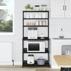 vidaXL Ράφι Κουζίνας Μαύρη Οξυά 80 x 40 x 168 εκ Επεξεργασμένο ξύλο