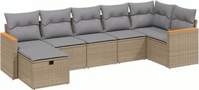 vidaXL Patio Sofa Set 7 τμχ. 6-θέσια Μπεζ και Γκρι