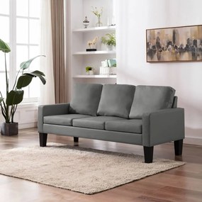 vidaXL Καναπές Τριθέσιος Γκρι από Συνθετικό Δέρμα