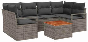 vidaXL Σετ Καναπέ Κήπου με μαξιλάρι 7 pcs Γκρι Πολυ ράταν