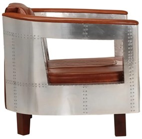 vidaXL Πολυθρόνα Aviator Καφέ από Γνήσιο Δέρμα