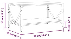 Τραπεζάκι Σαλονιού Καφέ Δρυς 90x50x45 εκ. Επεξεργασμένο Ξύλο - Καφέ