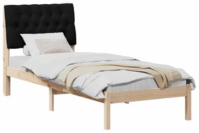 vidaXL Σκελετός Κρεβατιού με Επενδεδυμένο Κεφαλάρι Καφέ 75 x 190 cm