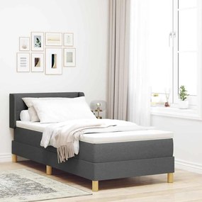 vidaXL Κρεβάτι Box Spring με Στρώμα – Σκούρο Γκρι, 100x200 cm, Ύφασμα