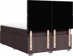vidaXL Κρεβάτι Boxspring με Στρώμα Σκούρο Καφέ 140x200 εκ Υφασμάτινο