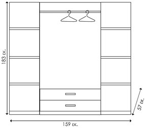 ΝΤΟΥΛΑΠΑ ΡΟΥΧΩΝ ΤΕΤΡΑΦΥΛΛΗ OLYMPUS PAKOWORLD ΧΡΩΜΑ WENGE 159X57X183ΕΚ