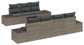 vidaXL Σετ Καναπέ Κήπου 8 pcs Γκρι Πολυ ράταν