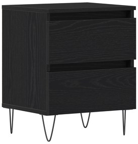 vidaXL Κομοδίνο Μαύρο Δρύινο 40x35x50 εκ Κατασκευασμένο Ξύλο