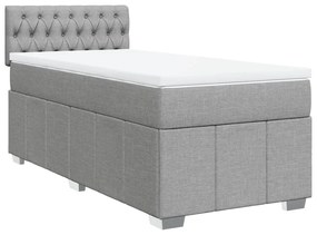 Κρεβάτι Boxspring με Στρώμα Ανοιχτό Γκρι 80x200 εκ. Υφασμάτινο - Γκρι