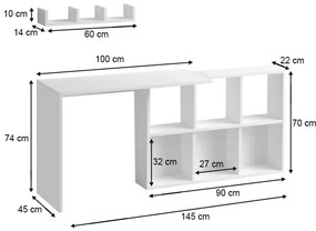 Γραφείο εργασίας Blake Megapap χρώμα λευκό 145x45x74εκ.