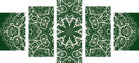 Εικόνα 5 μερών λευκό Mandala σε πράσινο φόντο - 200x100