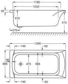 Μπανιέρα Sanitec Rosa-170 x 70 εκ.