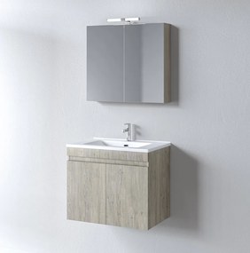 Martin Omega 75 Beige Oak -Πάγκος με Νιπτήρα &amp; Καθρέπτη