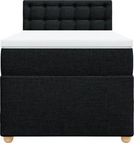 vidaXL Κρεβάτι Boxspring με Στρώμα Μαύρο 100 x 200 εκ. Υφασμάτινο