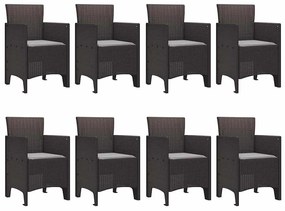 vidaXL Σέτ φαγητού για κήπο 9 pcs Καφέ Rattan Polt