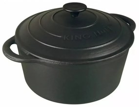 Κατσαρόλα από Χυτοσίδηρο Kinghoff KH 2253, 2.4l, 21 cm, Αντικολλητική επίστρωση, Επαγωγή, Μαύρος