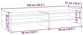 Βάση Οθόνης Γκρι Sonoma 100x27x20 εκ. από Επεξεργασμένο Ξύλο - Γκρι