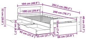 Σκελετός Κρεβ. Χωρίς Στρώμα Καφέ Κεριού 100x200 εκ Μασίφ Πεύκο - Καφέ