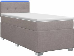vidaXL Κρεβάτι Box Spring με Στρώμα και LED Taupe 90 x 200 cm Ύφασμα