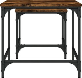 vidaXL Τραπεζάκια Ζιγκόν 2 τεμ. Καπνιστή Δρυς από Επεξεργασμένο Ξύλο