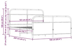 Σκελετός Κρεβ. Χωρίς Στρώμα Καφέ Δρυς 160x200 εκ. Μεταλλικό - Καφέ