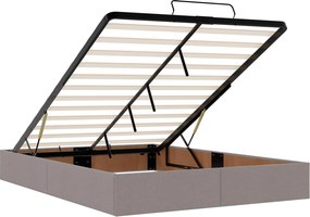 vidaXL Κρεβάτι Ottoman με Στρώμα και LED Taupe 140 x 200 cm Ύφασμα