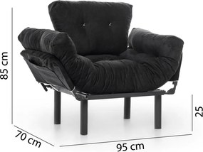 Πολυθρόνα Μαύρο NITTA SINGLE 70x95x85