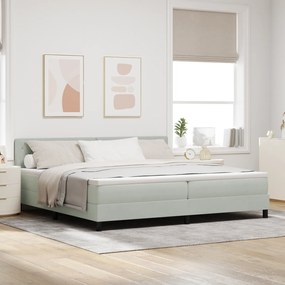 vidaXL Κρεβάτι με Στρώμα Box Spring Γκρι Ανοιχτό 200x200 εκ Βελούδο