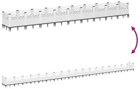 vidaXL Ζαρντινιέρα με Πασσάλους Λευκή 363,5x43,5x43,5εκ Πολυπροπυλένιο