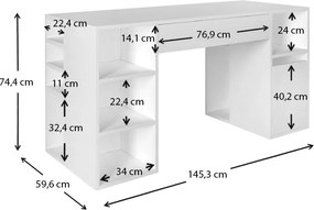 Γραφείο εργασίας Pontus Megapap χρώμα λευκό 145x60x74,4εκ.