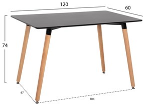 ΤΡΑΠΕΖΙ MINIMAL  ΜΑΥΡΟ MDF-ΠΟΔΙΑ ΟΞΙΑ ΣΕ ΦΥΣΙΚΟ ΧΡΩΜΑ- 120Χ60X74Υεκ.