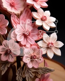 Intra Συλλεκτικό Ξύλινο Παζλ Plywood  4mm - Ανάποδο Βάζο Floral Σύνθεση Σε Ξύλινο Κουτί - Διαστάσεις Puzzle: 10x10 cm – 25 κομμάτια