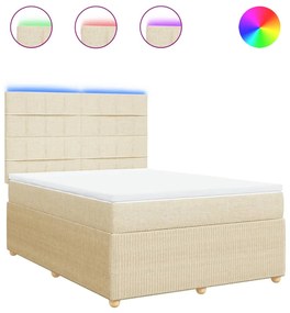 vidaXL Κρεβάτι Boxspring με Στρώμα Κρεμ 140x190 εκ. Υφασμάτινο