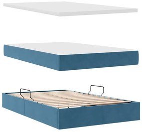vidaXL Κρεβάτι με αποθηκευτικό χώρο και στρώμα με στρώμα Σκούρο Μπλε