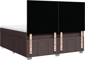 vidaXL Κρεβάτι Boxspring με Στρώμα Σκούρο Καφέ 200x200 εκ. Υφασμάτινο