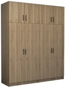 Ντουλάπα ρούχων Victoria Megapap τετράφυλλη με πατάρι χρώμα καρυδί 200x60x240εκ.
