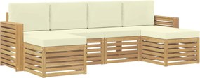 vidaXL Σειρά Καναπέ Εξωτερικού 6 pcs Λευκό και Κρεμ