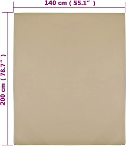 vidaXL Σεντόνι με Λάστιχο Taupe 140x200 εκ. Βαμβακερό Ζέρσεϊ