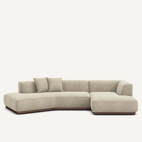 Γωνιακός καναπές δεξιός ανοιχτός από λινό βελούδο, JACOPO