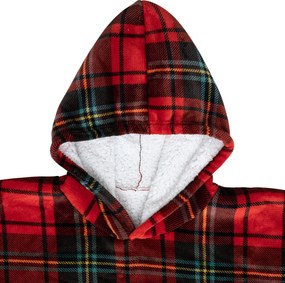 Fleece Φούτερ Με Sherpa A-S Hoodie Tartan Red 181122C