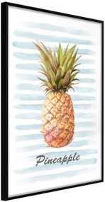 Αφίσα - Pineapple on Striped Background - 20x30 - Μαύρο - Χωρίς πασπαρτού