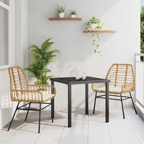 vidaXL Σέτ φαγητού για κήπο 3 pcs Καφέ συνθετικό ρατάν